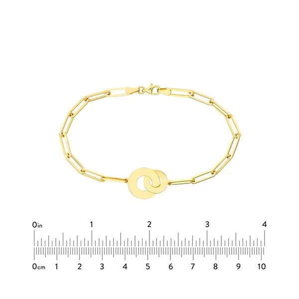 Interlocked Discs on Paper Clip Chain Bracelet