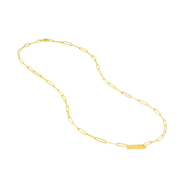 Paper Clip Necklace w/Rounded Engravable Bar