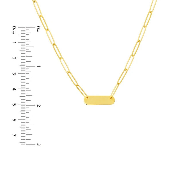 Paper Clip Necklace w/Rounded Engravable Bar