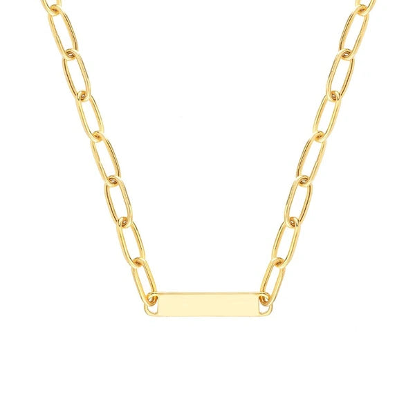 Paper Clip Chain w/Engravable ID Bar