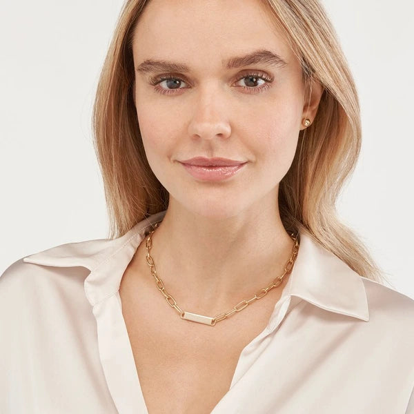 Paper Clip Chain w/Engravable ID Bar