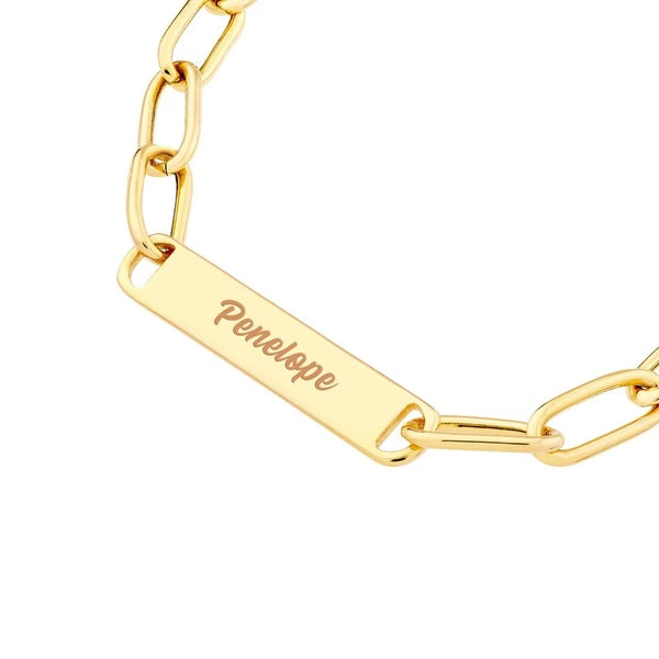 Paper Clip Chain w/Engravable ID Bar