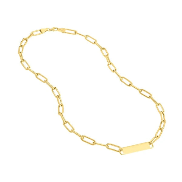 Paper Clip Chain w/Engravable ID Bar