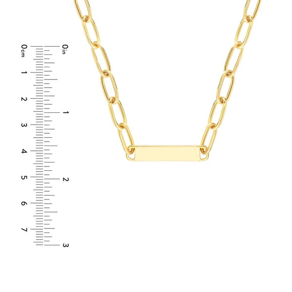 Paper Clip Chain w/Engravable ID Bar
