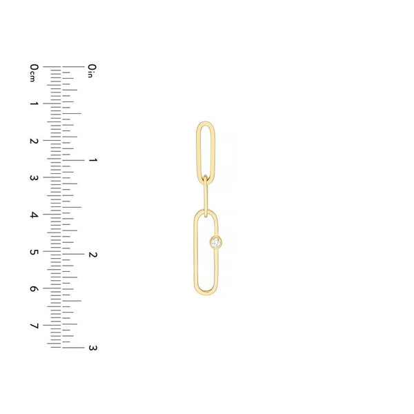 Diamond Paper Clip Dangle Earrings
