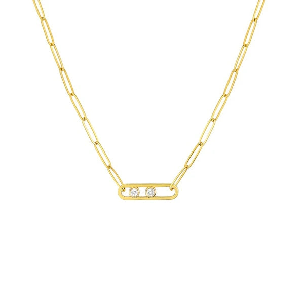 Twin Diamond Paper Clip Necklace
