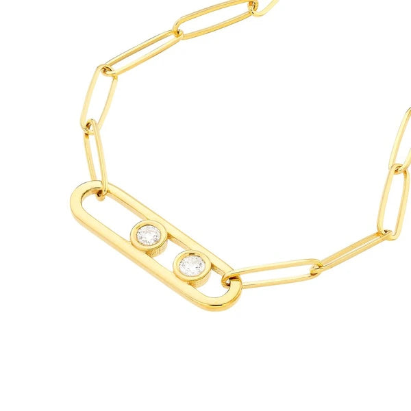 Twin Diamond Paper Clip Necklace