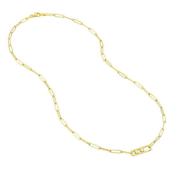 Twin Diamond Paper Clip Necklace