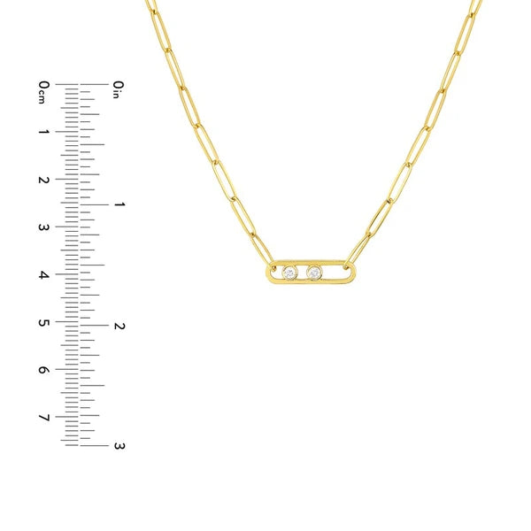Twin Diamond Paper Clip Necklace