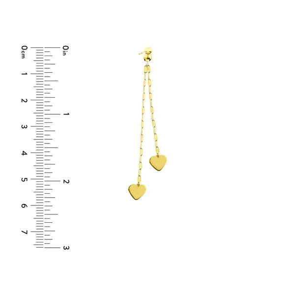 Polished Double Strand Dangle Heart Earrings