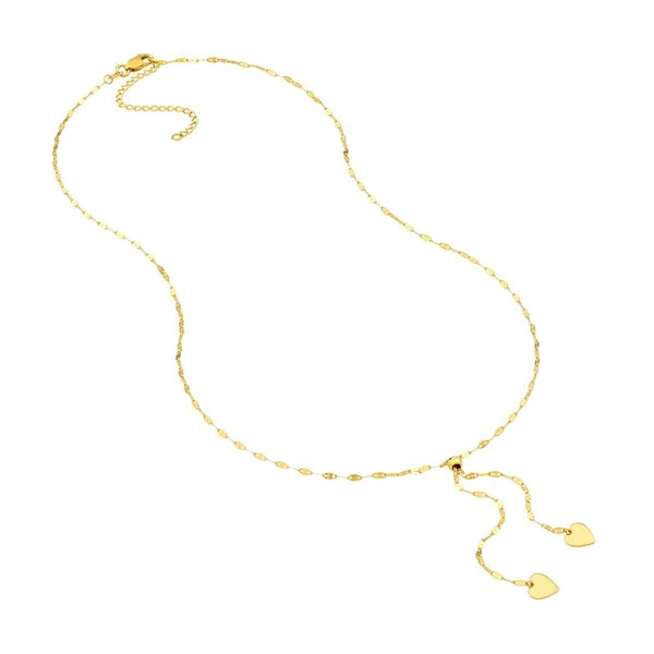 High Polished Heart Adjustable Lariat Necklace