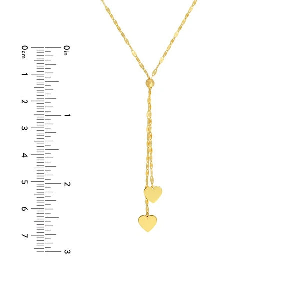 High Polished Heart Adjustable Lariat Necklace