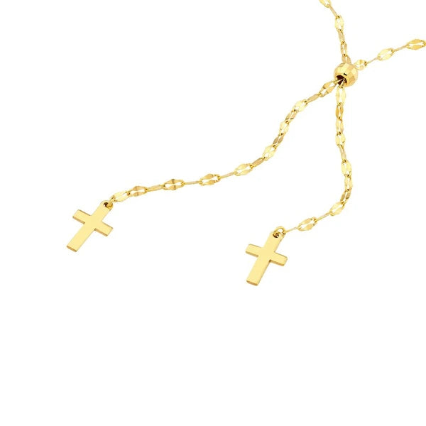 High Polished Crosses Adjustable Lariat Necklace