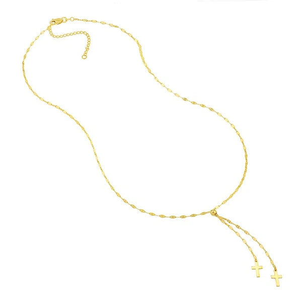 High Polished Crosses Adjustable Lariat Necklace