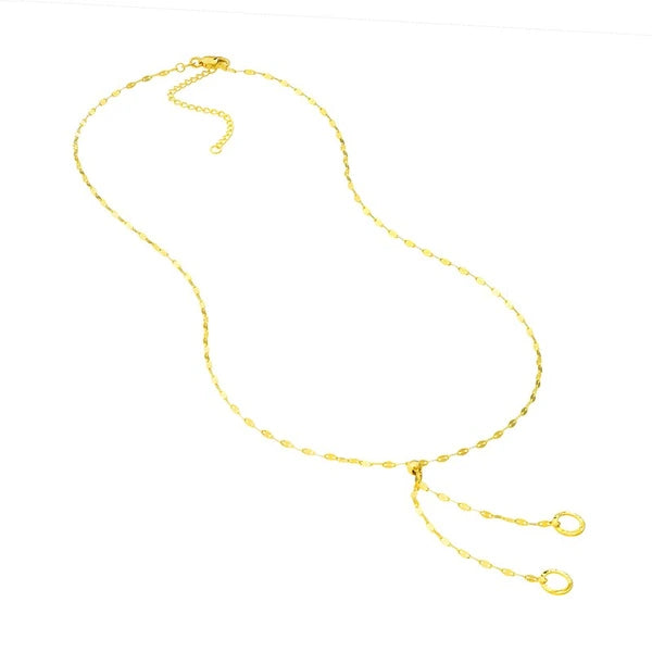 High Polished Circles Adjustable Lariat Necklace