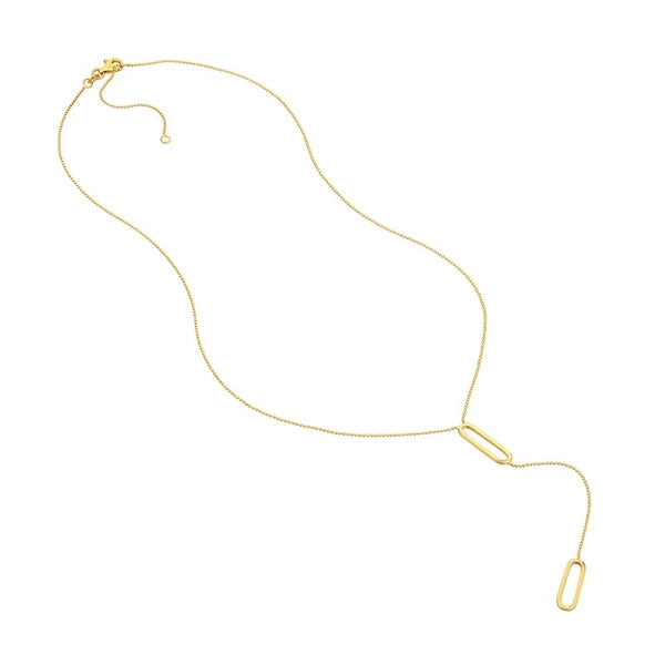 Paper Clip Accented Y-Necklace