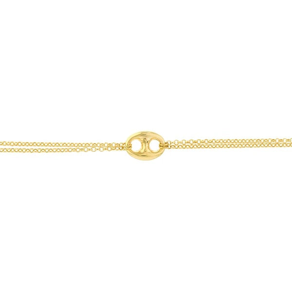 Double Chain Bracelet with Puff Mariner Element