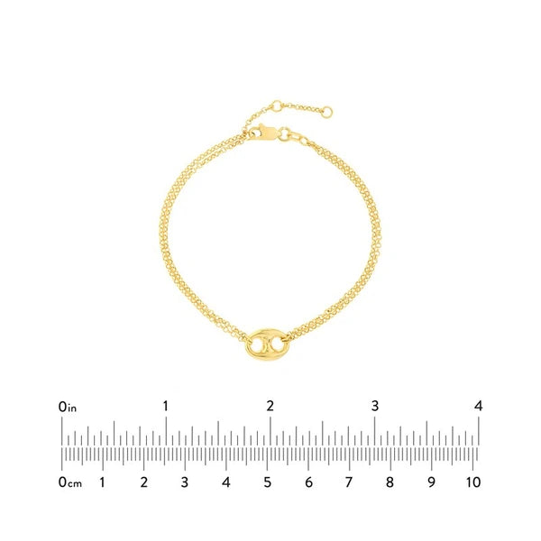 Double Chain Bracelet with Puff Mariner Element