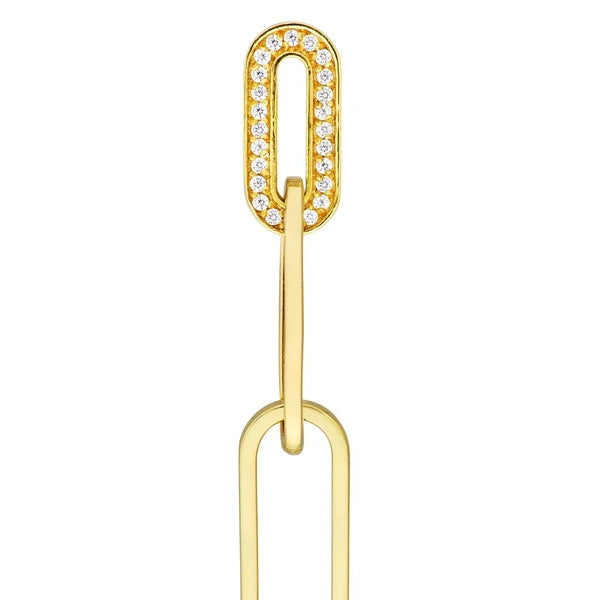 Diamond-trim Paper Clip Drop Post Earring