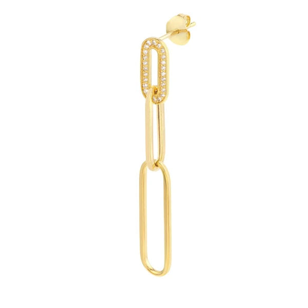Diamond-trim Paper Clip Drop Post Earring