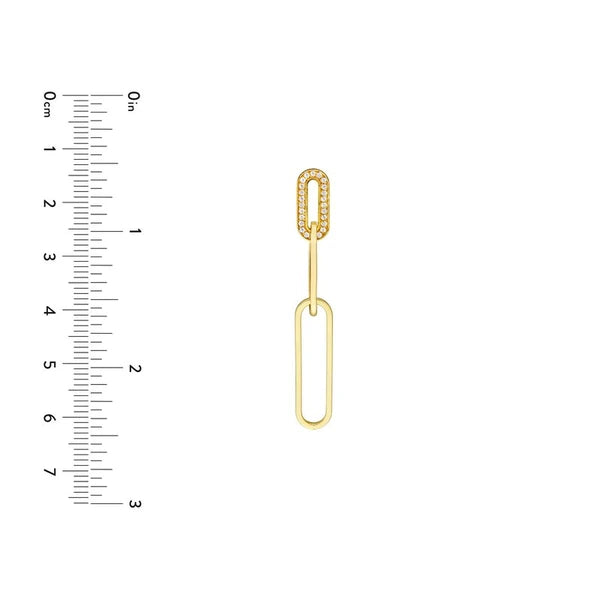 Diamond-trim Paper Clip Drop Post Earring