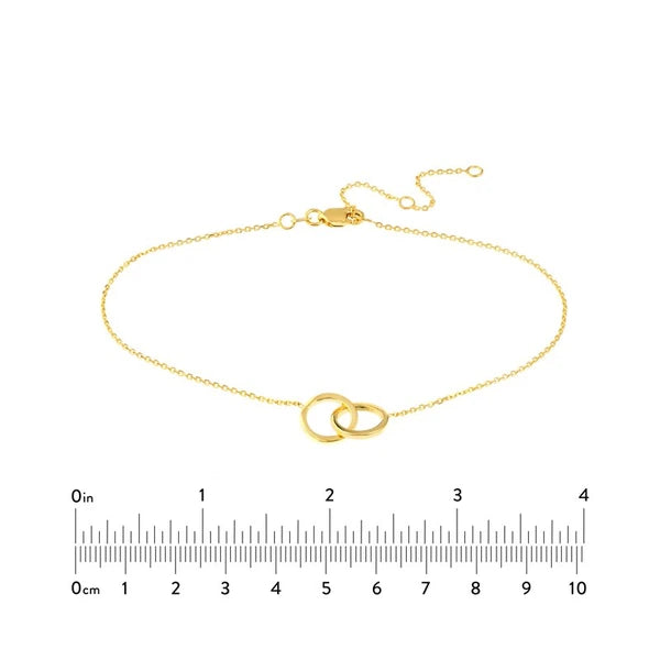 Intertwined Circles Adjustable Anklet