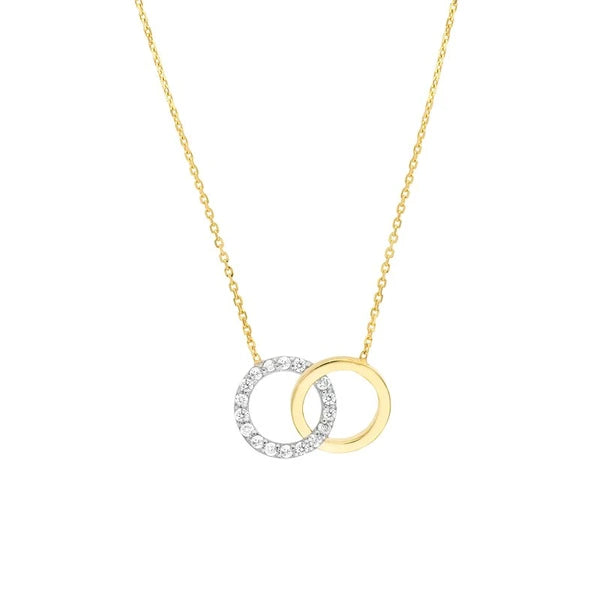 Intertwined Two-Toned Diamond Circles Necklace