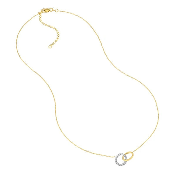 Intertwined Two-Toned Diamond Circles Necklace