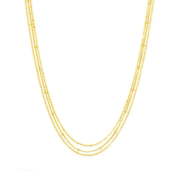 Mixed-Bead Triple Strand Necklace