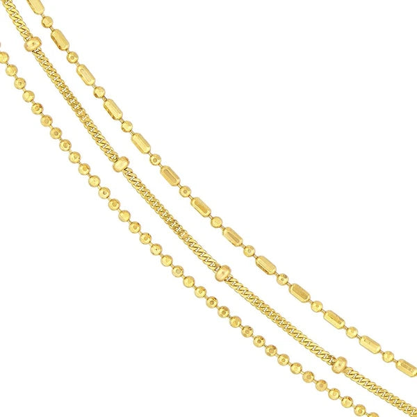 Mixed-Bead Triple Strand Necklace