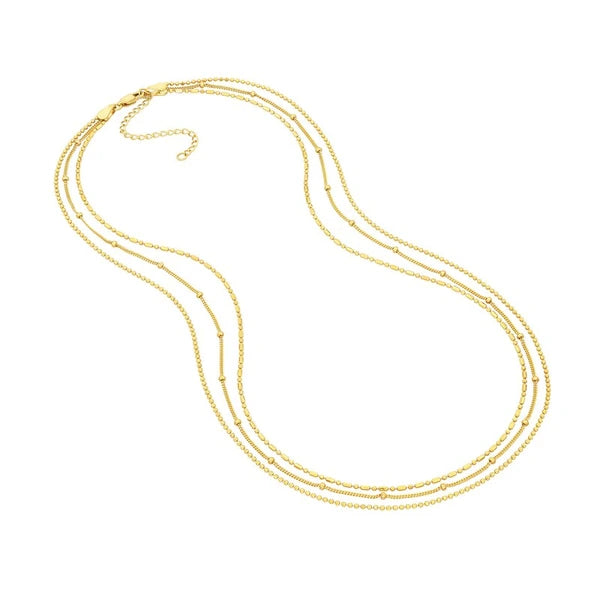 Mixed-Bead Triple Strand Necklace