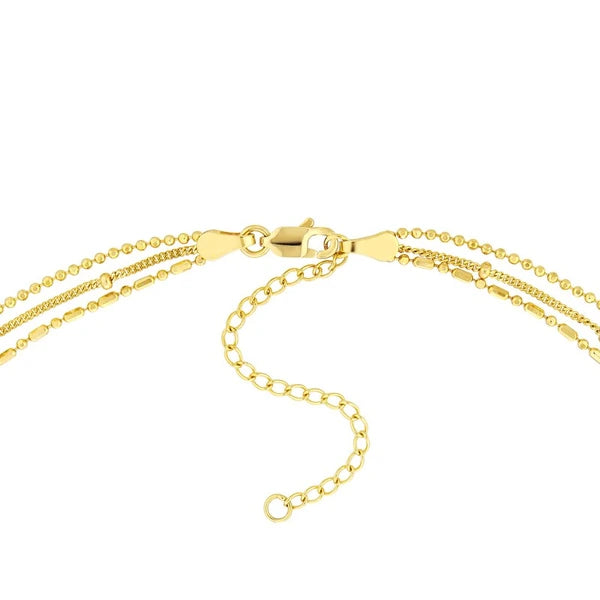 Mixed-Bead Triple Strand Necklace