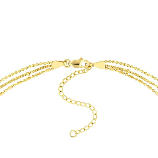 Mixed-Bead Triple Strand Necklace