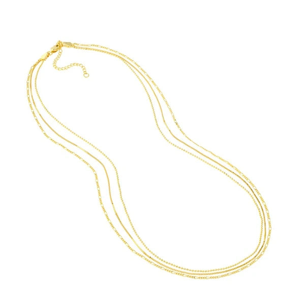 Mixed-Chain Triple Strand Necklace