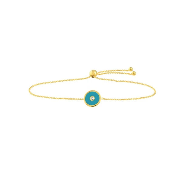 Blue EN/Amel Round Evil Eye Bolo Bracelet