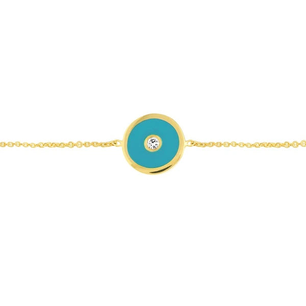 Blue EN/Amel Round Evil Eye Bolo Bracelet