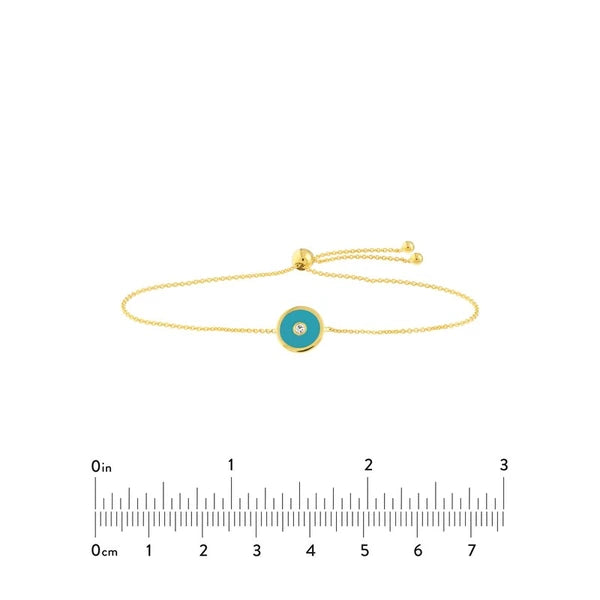 Blue EN/Amel Round Evil Eye Bolo Bracelet