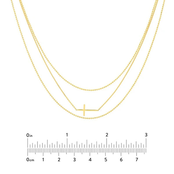 Triple Strand Cross Element Necklace