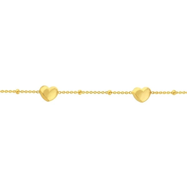Puffed Heart Stations Saturn Chain Bracelet