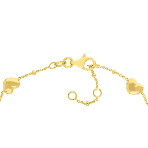 Puffed Heart Stations Saturn Chain Bracelet