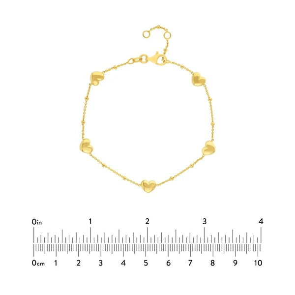 Puffed Heart Stations Saturn Chain Bracelet