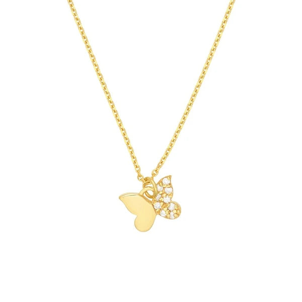 Diamond Accented Butterfly Necklace