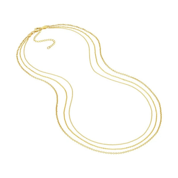 Mixed-Link Triple Strand Necklace