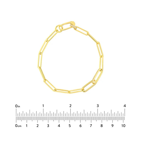 Diamond Paper Clip Link Bracelet