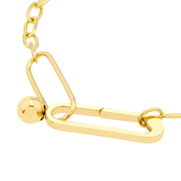 Push Lock Paper Clip Bracelet with Bead Charm