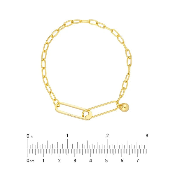 Push Lock Paper Clip Bracelet with Bead Charm