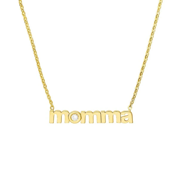 3pt Diamond Lowercase Momma Necklace