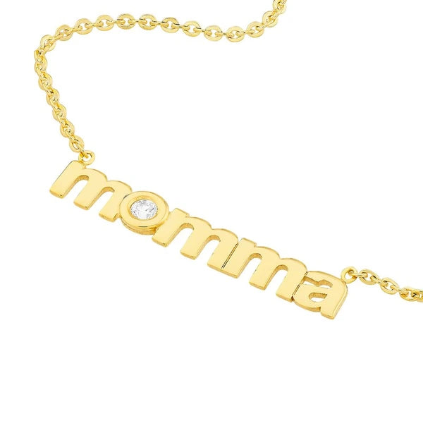 3pt Diamond Lowercase Momma Necklace