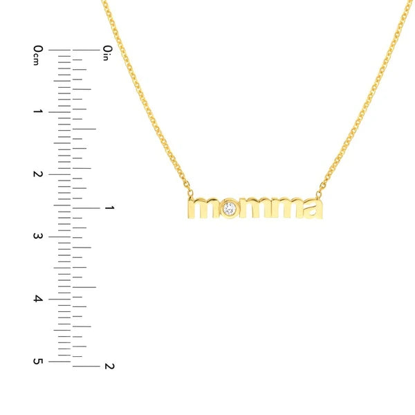 3pt Diamond Lowercase Momma Necklace