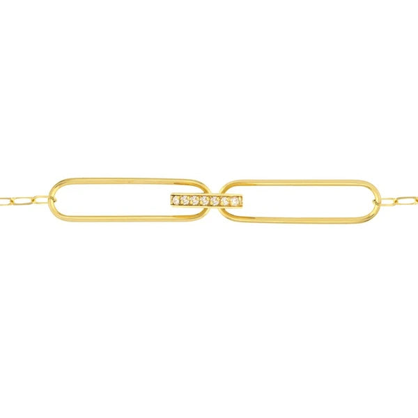 Mini Diamond Pushlock Paper Clip Chain Bracelet